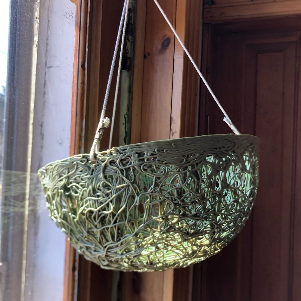 Vtg MCM Spaghetti Lucite Hanging Planter